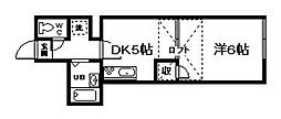 リーフ豊岡 1DKの間取図画像