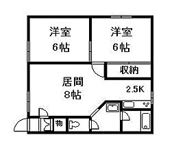 トヨオカ4-7ポパイハウス 2LDKの間取図画像