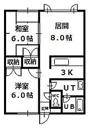 クリーンパレス 2LDKの間取図画像