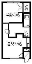 メゾンエクセル 1DKの間取図画像