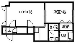 プレズィール豊岡A 1LDKの間取図画像