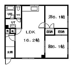 はしばコーポ 2LDKの間取図画像