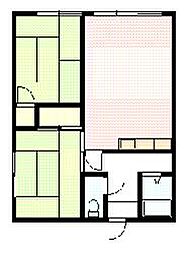 大川マンションA 2LDKの間取図画像