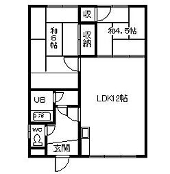 長谷川マンション 2LDKの間取図画像
