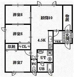 花咲ハイツ 3LDKの間取図画像