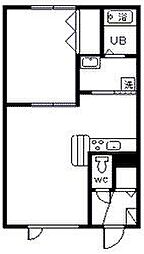 グランディールハウスC 1LDKの間取図画像