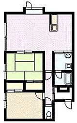 コーポひまわりB 2LDKの間取図画像