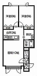 カームハウス 2LDKの間取図画像