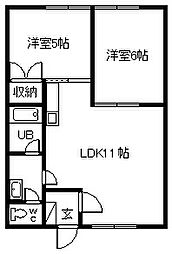 パインヒルズ豊岡 2LDKの間取図画像
