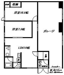末広コーポ 2LDKの間取図画像