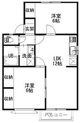 ウイングヒルA 2LDKの間取図画像