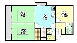 駒金屋5マンション 2階3DKの間取り