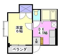 駒金屋7マンション 3階1DKの間取り