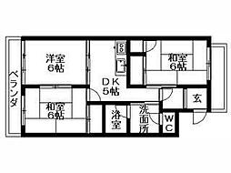 サンハイツ木ノ浦 4階3DKの間取り