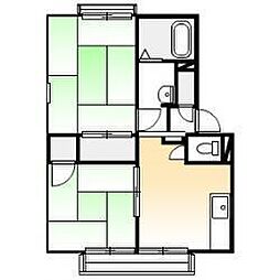 アーバンやましげ　Ｂ 2階2DKの間取り