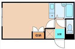 カジシマハイツ 2階ワンルームの間取り
