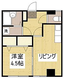 吉本ビル・メゾンエル沖野上 1LDKの間取図画像