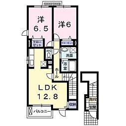 フィレガロ 2階2LDKの間取り