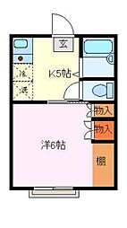 ハイライフSANYO 1階1DKの間取り