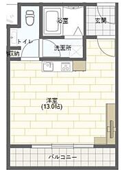 ボーベル西神島 4階ワンルームの間取り