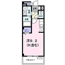 クラール花園 3階ワンルームの間取り