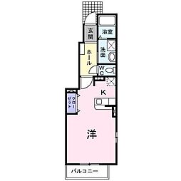 エヴァーグリーンC ワンルームの間取図画像