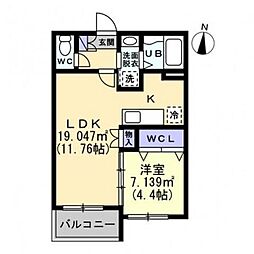 ル・シエル・ブルー 3階1LDKの間取り