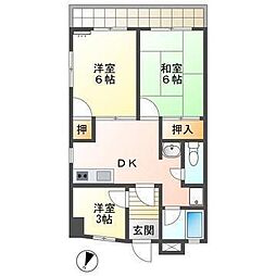 花園ハイツ 3階3DKの間取り