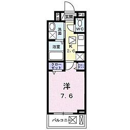 サンクレール 3階1Kの間取り