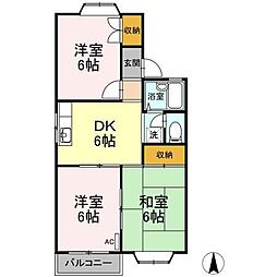 ラピタ神島 1階3DKの間取り