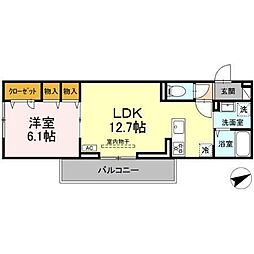 Ｍ-Ｂａｓｅ　Ｈｏｎｊｏ　Ｋｉｔａ 2階1LDKの間取り