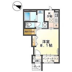 アンジー 1階1Kの間取り