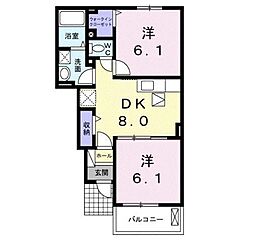 メゾン・チトセＡ 1階2DKの間取り