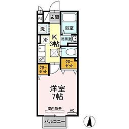 エクセル仲上 1階1Kの間取り