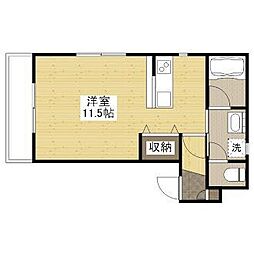 ポルシェ松浜 4階ワンルームの間取り