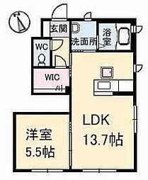 クレセオセブン　Ａ棟 1階1LDKの間取り