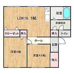 グランマップス春日 4階2LDKの間取り