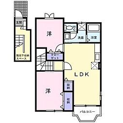 メゾンリーブルＡ・Ｂ 2階2LDKの間取り