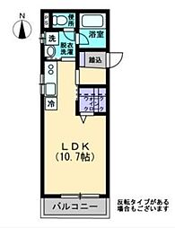 Maison de QuarterII(メゾン・ド・キャトル 1階ワンルームの間取り