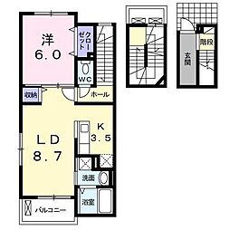 パステル 3階1LDKの間取り