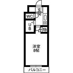 フルリール松浦 6階1Kの間取り