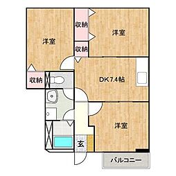 クレールA 3DKの間取図画像