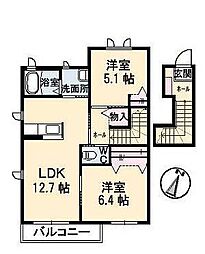 ビラ・ルーエ 2階2LDKの間取り