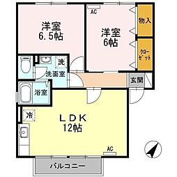 セジュール引野 2階2LDKの間取り