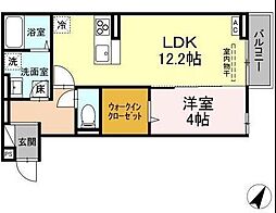 ツィール 1階1LDKの間取り