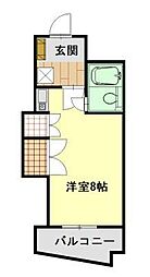 ダイアパレス御門II 4階ワンルームの間取り