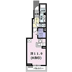 サンフレーア 1階1Kの間取り