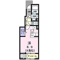 トゥール ジボワールB 1階1Kの間取り