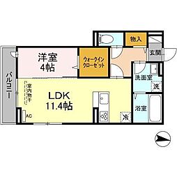 リバーサイドT 3階1LDKの間取り