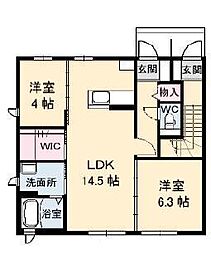 グランドメゾン石岡 1階2LDKの間取り